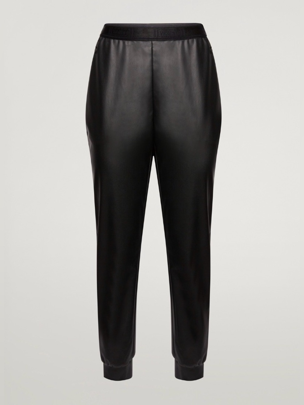 Wolford NWT Vegan Black Leather Trousers with Branded Waistband. Size Medium